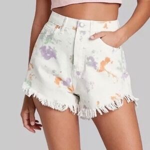 Wild Fable Denim Shorts Women 10 Multi Tie Dye Frayed Festival Boho